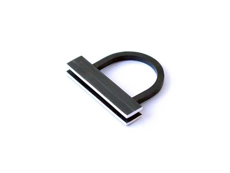 Modular Collection Ring sterling silver black oxide contemporary jewelry abstract urban geometric architecture statement contrast