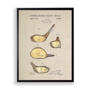 May include: A vintage patent drawing for a metallic golf club head. The drawing shows the club head from different angles and includes details of its construction. The patent number is 1,582,836 and the date is April 27, 1926.