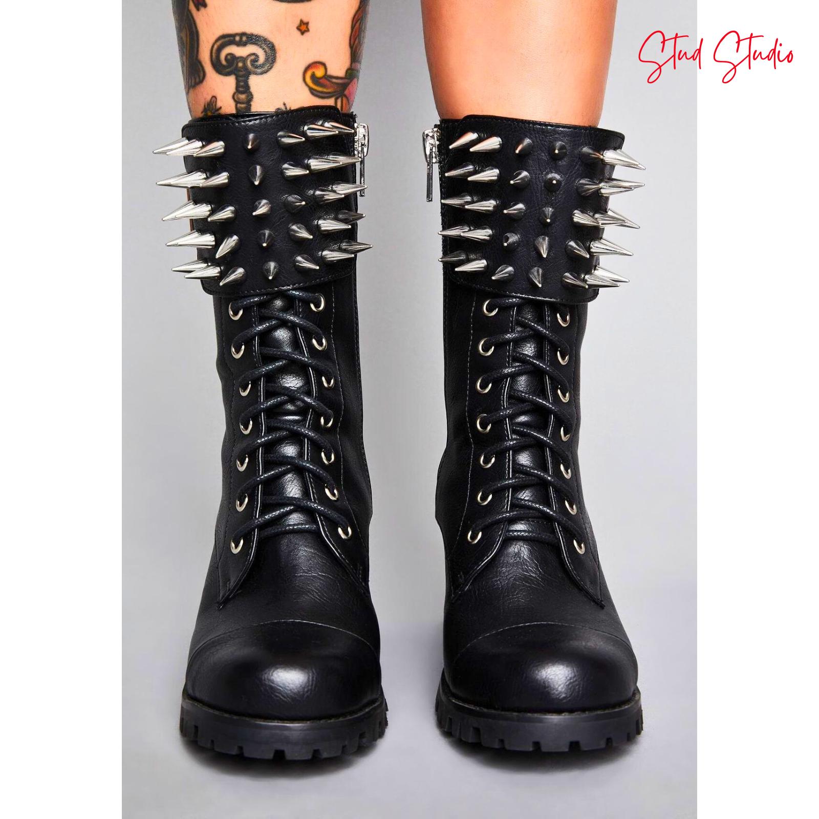 Punk Rocker Boots Men Bespoke Punk Rock Boots for Men and Women, Studded Women Biker Boots ...