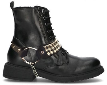 Botas de cuero hechas a mano para mujer, botas de combate unisex Rogue Metal, edición con tachuelas