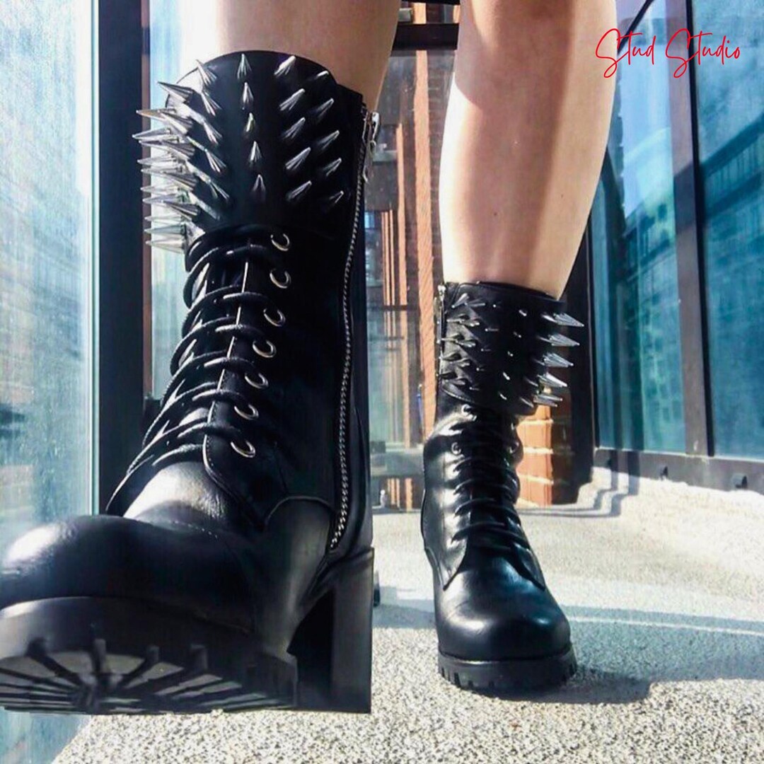 Punk Rocker Boots Men Bespoke Punk Rock Boots for Men and Women, Studded Women Biker Boots ...