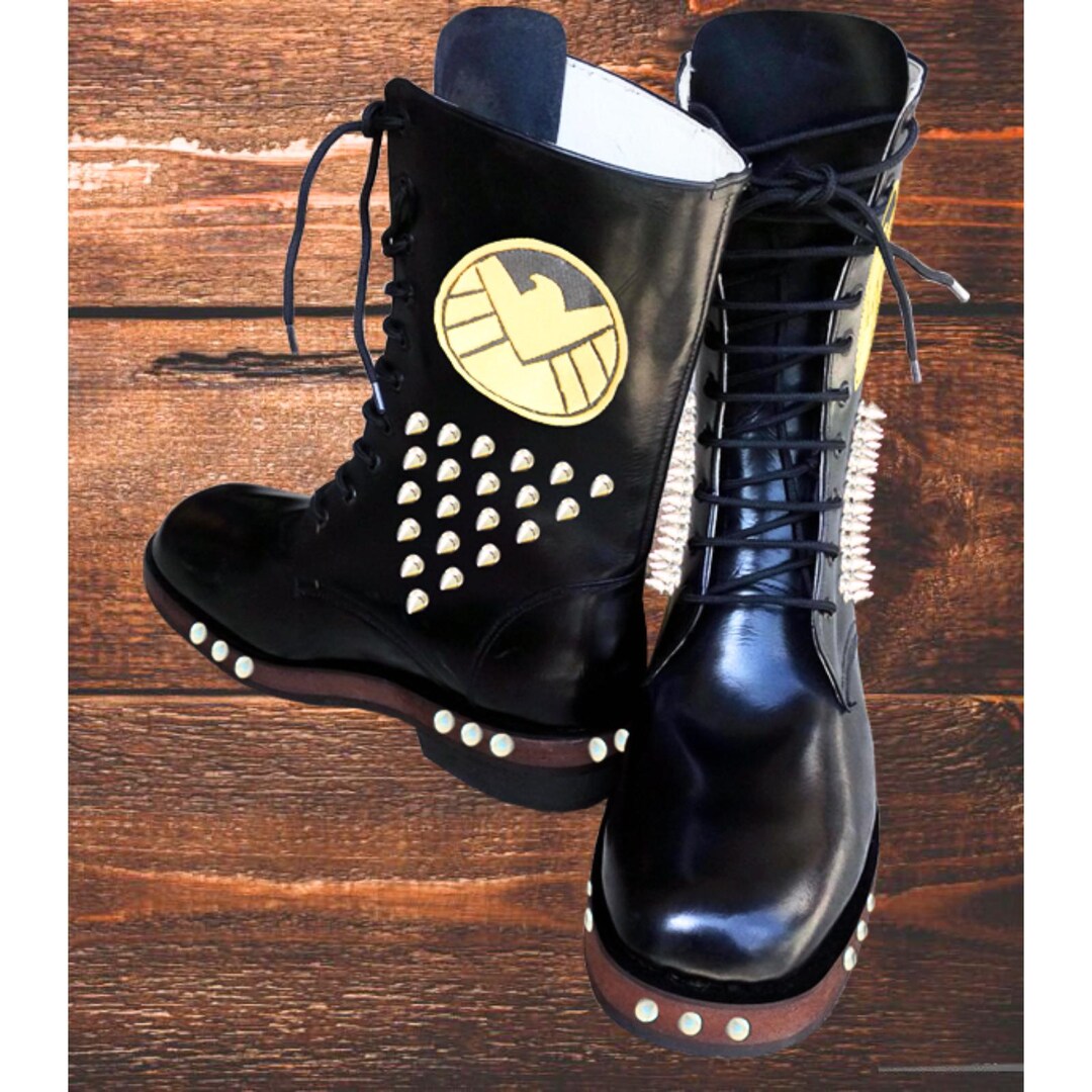 Punk Rocker Boots Men Mens Studded Leather Combat Boots, Punk Rock Goth Style - Etsy