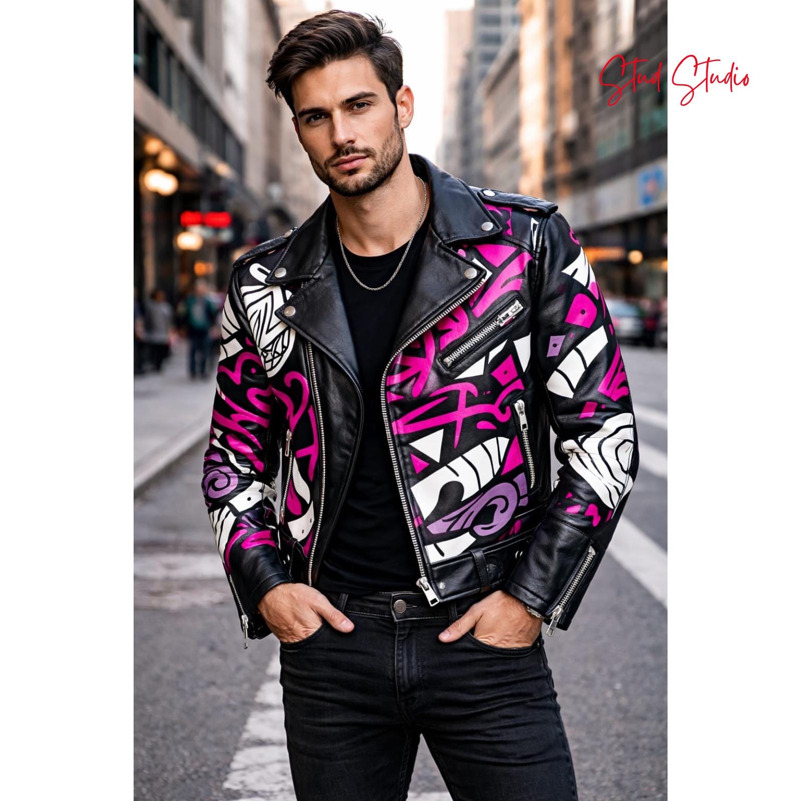 グラフィティ レザー ジャケット Graffiti Leather Jacket Mens - Etsy