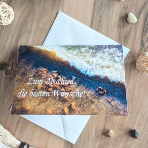 Handgemachte Grußkarte, zum Abschied die besten Wünsche, besondere Anlässe, Abschied, Fotografie, liebevoll gestaltet, Geschenkidee