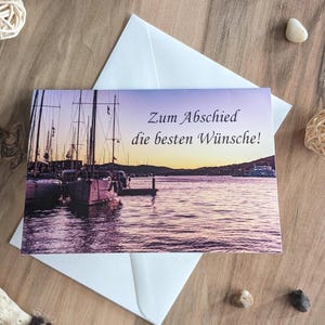 Handgemachte Grußkarte, zum Abschied die besten Wünsche, besondere Anlässe, Abschied, Fotografie, liebevoll gestaltet, Geschenkidee