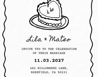 Modern Black and White Wedding Invite – Editable Template