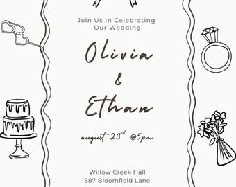 Black & White Formal Wedding Invitation