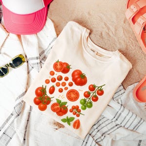 Süßes Tomaten Grafik-T-Shirt - Komfort Farben Sommer-T-Shirt für Gartenliebhaber, Obst Veggie Shirt, Unisex Kurzarm Geschenk - FUN24