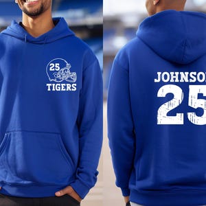 Custom Team Sweatshirt or Hoodie with Name & Number – Personalized Football Pullover –  Adult Sizes SP19