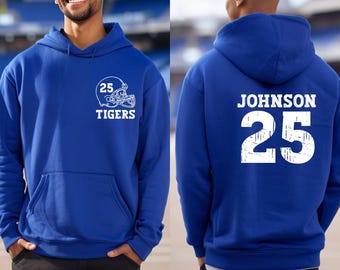 Custom Team Sweatshirt or Hoodie with Name & Number – Personalized Football Pullover –  Adult Sizes SP19