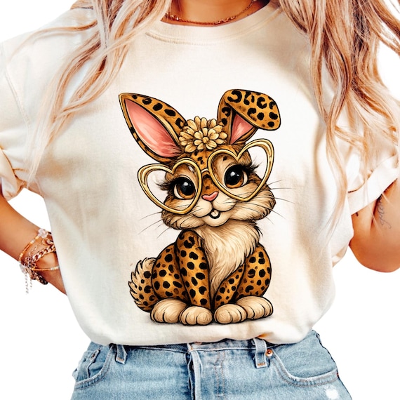 Easter Leopard Bunny Shirt, Cute Spring Graphic Tee, Comfort Colors® Short Sleeve