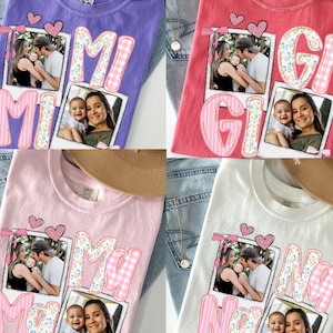 Benutzerdefinierte Mama Mimi Gigi Nana Foto Shirt, personalisiertes Mama Shirt mit Kinder Bilder, Muttertagsgeschenk, Floral Faux Patchwork, individuelles Foto