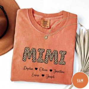 Custom Grandma Shirt with Grandkids’ Names – Floral Letter Comfort Colors Tee – Gigi, Nana, Mimi, Mama Personalized Gift - MOM7