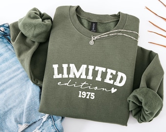 Custom Year Birthday Gift – Custom Limited Edition 1975 Sweatshirt or Hoodie – Birthday Adult Unisex Fit – Cozy Retro Pullover