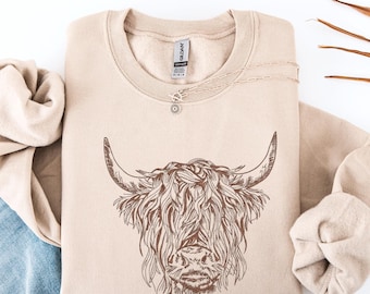 Sudadera con capucha de vaca de las Tierras Altas, sudadera campestre, sudadera del oeste, camisa de vaca de las Tierras Altas, sudadera de vaca de las Tierras Altas, ropa del oeste, sudadera con capucha de granja, vacas