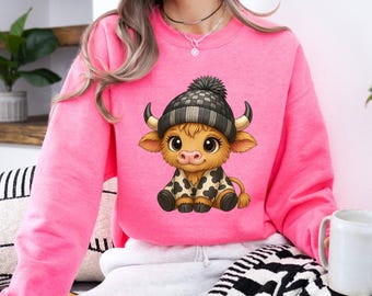 Highland Kuh Sweatshirt, Highland Kuh, süßes Kuh Sweatshirt, Western Shirt, Cowboy Shirt, Cowgirl Shirt, Kuh Hoodie, Land T-Shirt, Bauer Geschenk