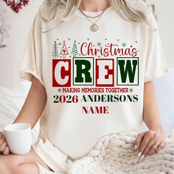 Comfort Colors Christmas Crew Shirt, Personalized Family Name and Year Tee, Matching Family Christmas Shirts, Making Memories Together Gift