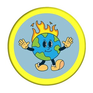 Earth On Fire-tekenbadge cartoon klimaatverandering 25 mm, 32 mm en 58 mm
