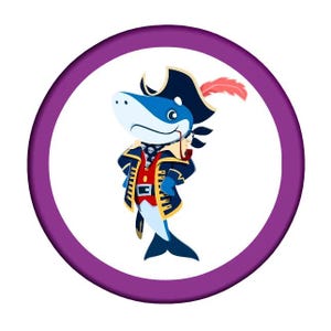 Cartoon Shark Sailor Costume Captain Button Badge 25mm, 32mm and 58mm