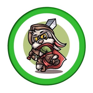 Cartoon Rabbit Medieval Costume Sword Button Badge 25mm, 32mm and 58mm