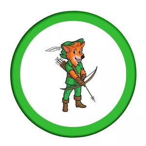 Robin Hood cartoon vos button-badge 25 mm, 32 mm en 58 mm