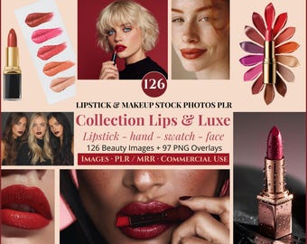 Makeup Stock Photos PLR, Cosmetic Stock Images, Lipstick Photos, Beauty Stock Photo Bundle