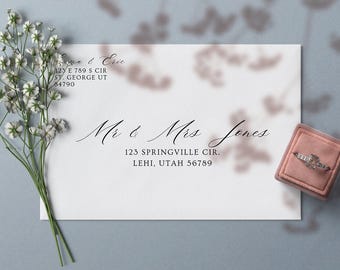 Envelope Addressing Template: Simple DIY Wedding Invitation Design (Canva Editable, Printable Design)