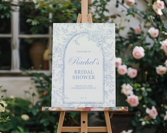 Elegant Bridal Shower Welcome Sign | Customizable Floral Canva Template | Easily Printable and Personalizable