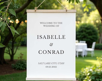 Modern Wedding Welcome Sign Template - Editable Canva Design