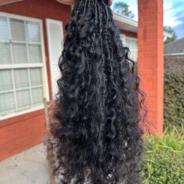 Premade locs with human hair curls