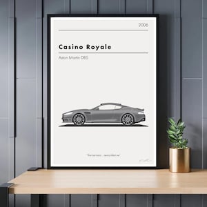 Casino Royale, Aston Martin DBS. HAND SIGNED Ilustration Art Print/Poster by JamesCottonPrints
