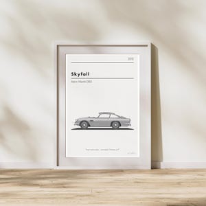 Skyfall, Aston Martin DB5. HAND SIGNED Ilustration Art Print/Poster by JamesCottonPrints