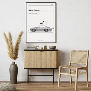 Goldfinger, Aston Martin DB5. HAND SIGNED Ilustration Art Print/Poster by JamesCottonPrints