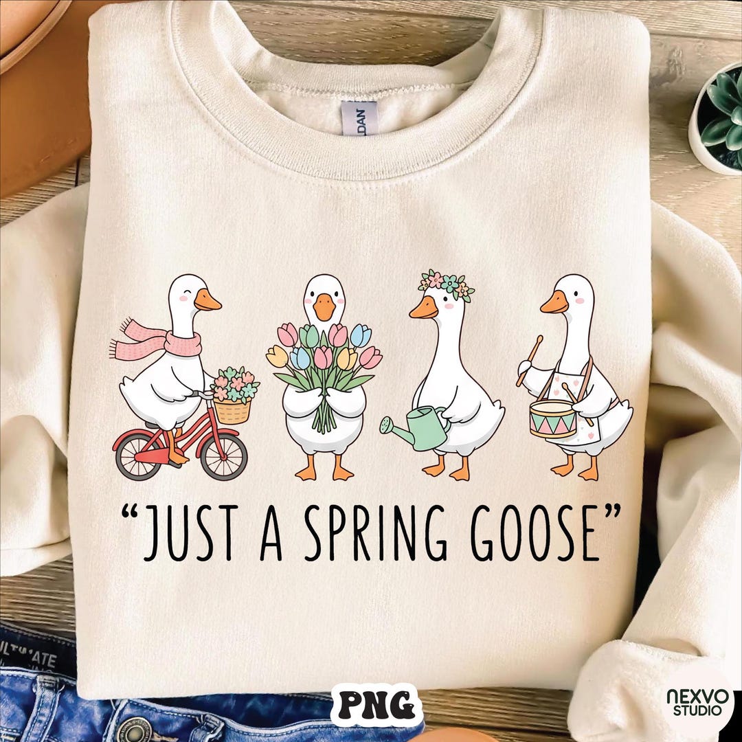 Springtime Goose Just A Spring Goose PNG | Cute Goose Spring Design | Vintage Farm Duck ...