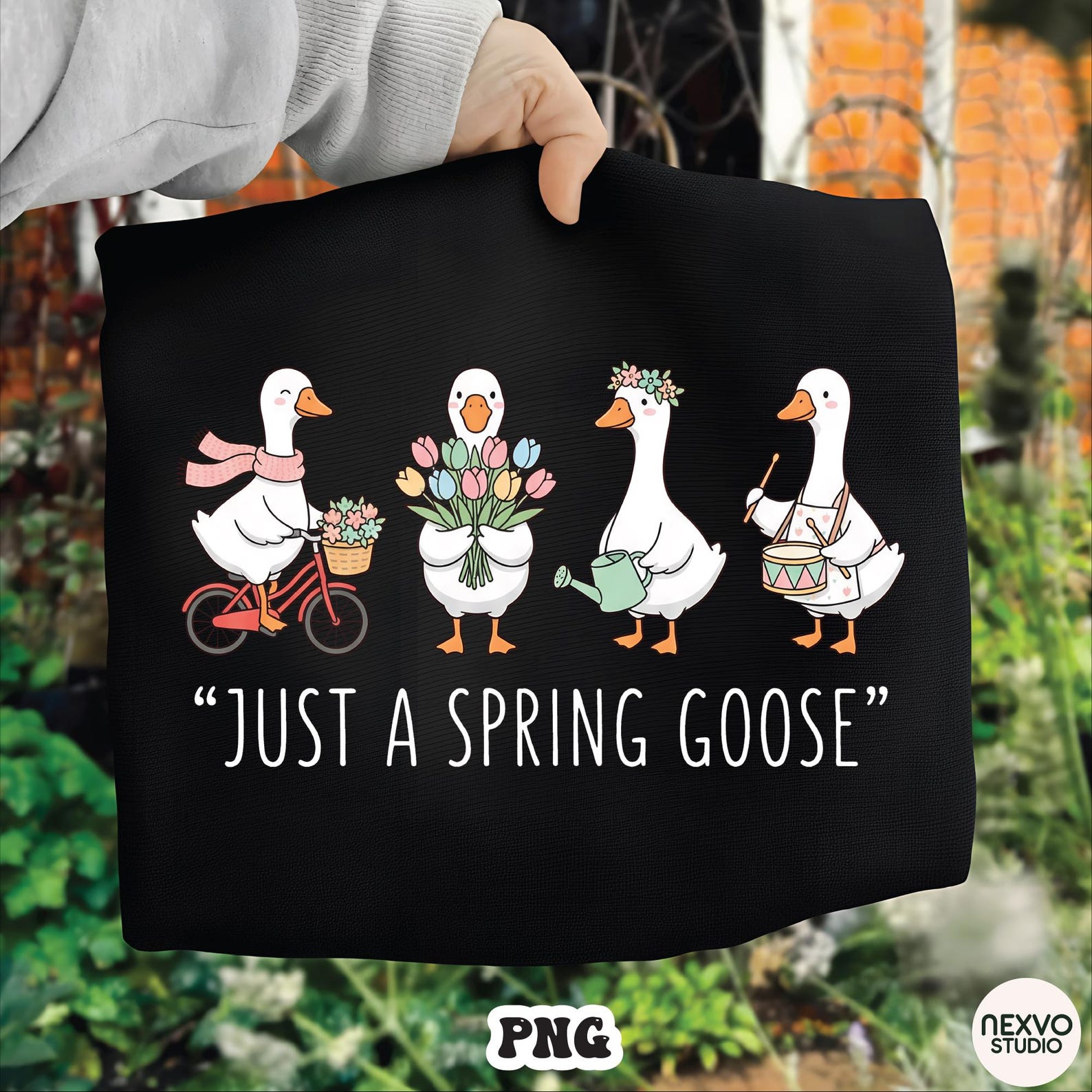 Springtime Goose Just A Spring Goose PNG | Cute Goose Spring Design | Vintage Farm Duck ...