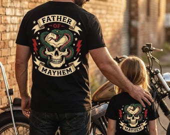 Father of Mayhem PNG, Matching Biker Dad & Kid Sublimation Design, Skull Snake Motorcycle Father's Day Shirt PNG, Digital Download
