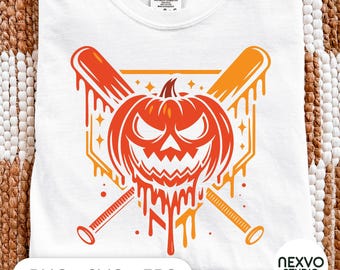 Pumpkin Halloween Baseball Ice Cream Drip PNG SVG, Spooky Boys Youth Png, Dripping Pumpkin Baseball Png Svg, Halloween Baseball Spooky Arts