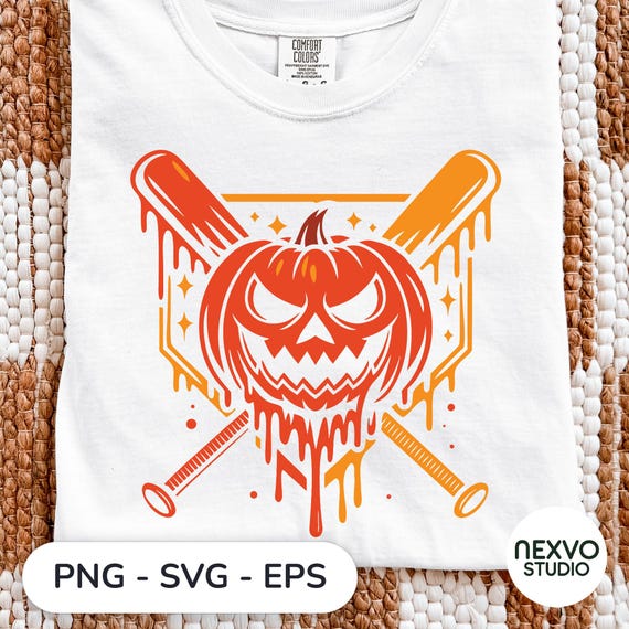 Pumpkin Halloween Baseball Ice Cream Drip PNG SVG, Spooky Boys Youth Png, Dripping Pumpkin Baseball Png Svg, Halloween Baseball Spooky Arts