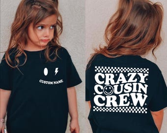Crazy Cousin Crew Shirt SVG for Kids, Funny Matching Family Cousin Shirts PNG, Custom Name Shirt Design, Digital Download File