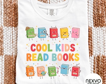 Cool Kids Read Books PNG, Cute Reading Sublimation Design, Funny Library Shirt, Book Lover Png, Teacher Librarian Back to School Png