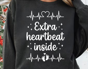 Extra Heartbeat Inside PNG SVG EPS, Pregnancy Announcement Shirt Design, Expectant Mother, Mom To Be Baby Reveal Digital Download File