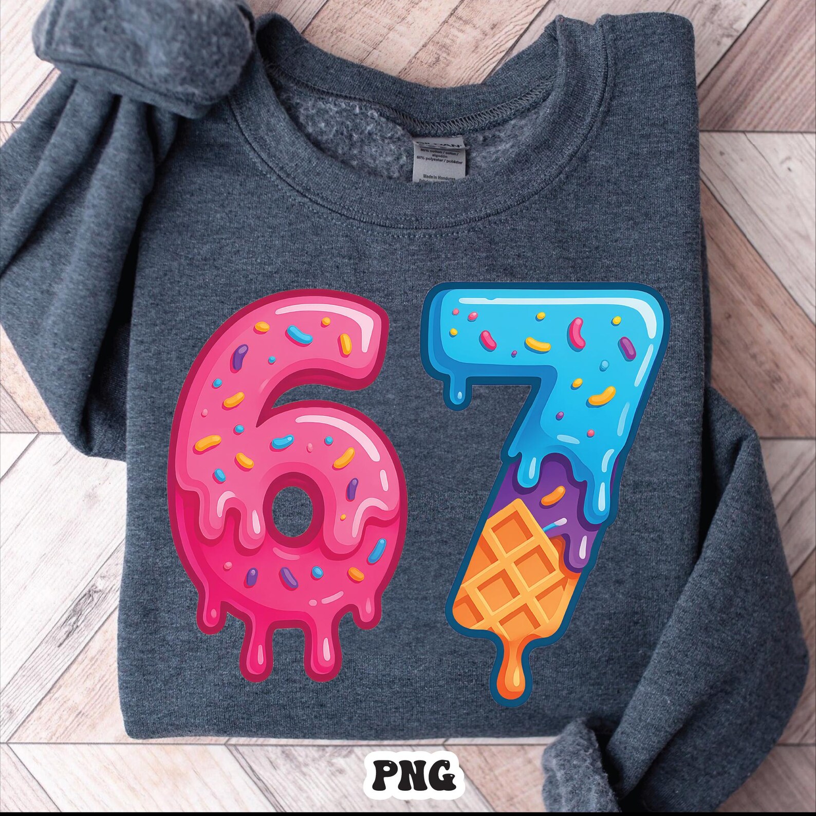 Dripping Ice Cream Numbers 6-7 PNG, Six Seven Ice Cream Drip Cool Meme ...