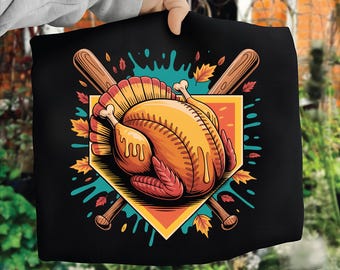 Turkey Baseball PNG | Funny Thanksgiving Baseball Design | Fall Sports Turkey Clipart | Sublimation PNG for Shirts, Baseball drip png