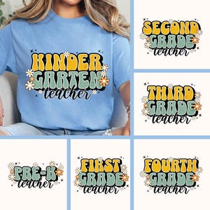 Boho Teacher PNG Bundle: Groovy Back to School Shirt Designs (Digital Download