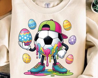 Easter Soccer Ball PNG, Cool Drip Soccer Character Cap Easter Eggs Shirt Design, Boys Soccer Player Easter Sublimation Digital Download