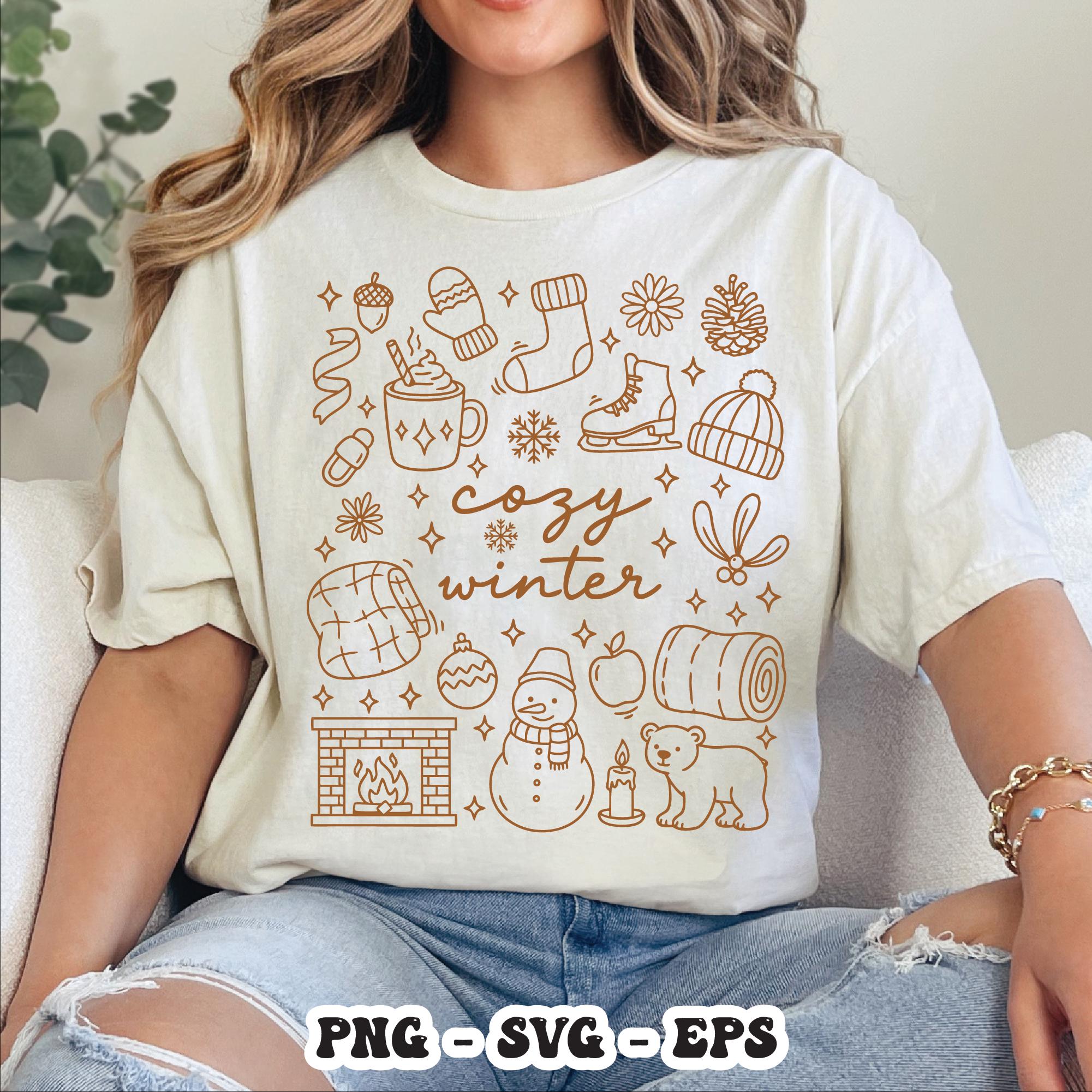 Cozy Winter SVG PNG EPS Christmas Sublimation Design, Hot Cocoa Snowman ...