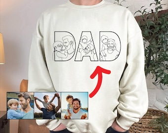 Custom DAD PNG Svg From Photo, Personalized Father's Day Shirt Design, Line Art Portrait Digital Download, Cricut DTF, Dad Gift From Kids