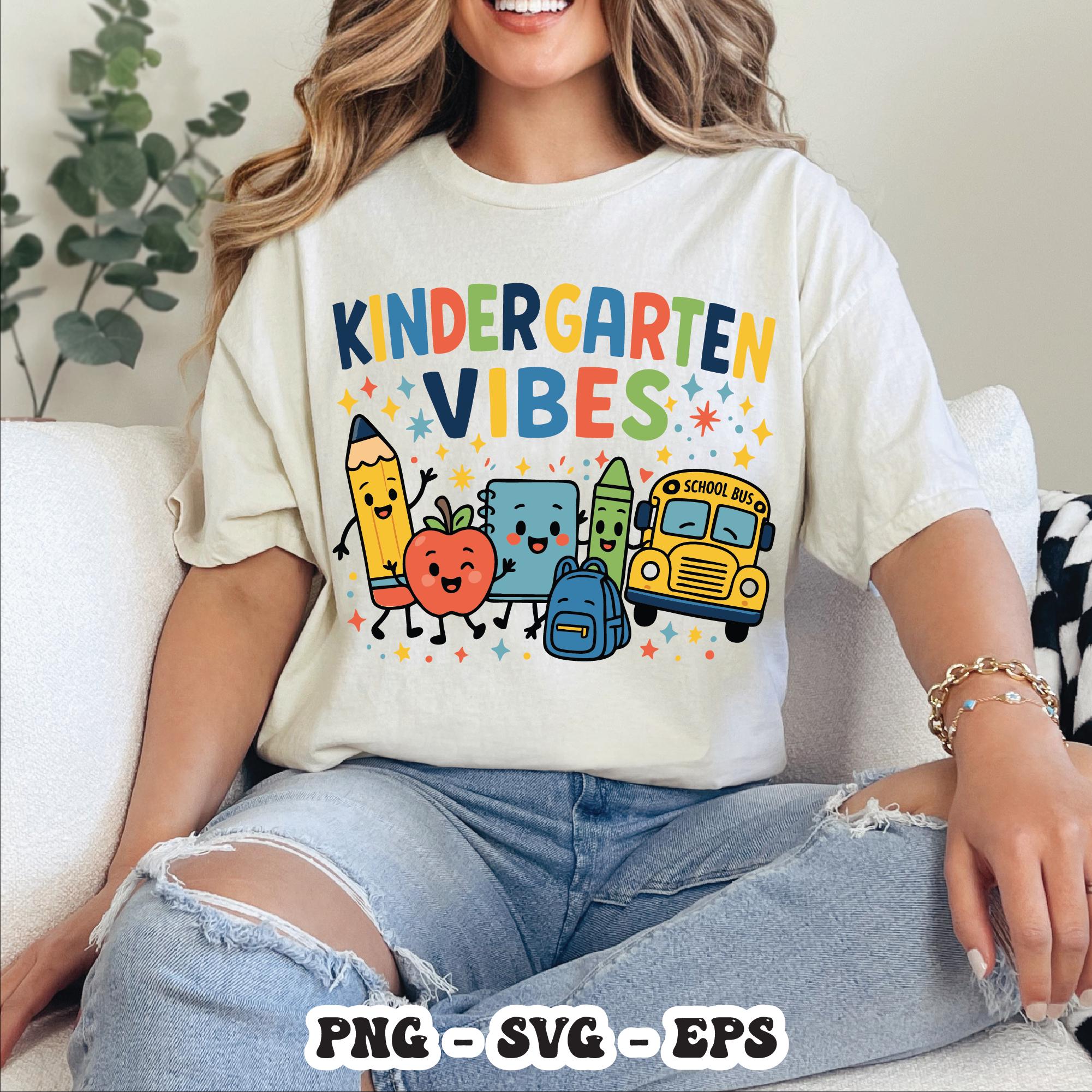 Kindergarten Vibes PNG SVG | Cute Back to School Sublimation Design for ...
