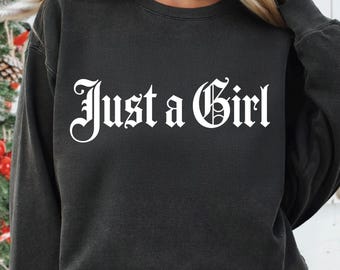 Just A Girl SVG PNG EPS, Gothic Old English Girl Shirt Design, Trendy Aesthetic Girly Sublimation Cut File, Y2K Cool Girl Digital Download