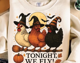 Funny Chicken Halloween PNG: Spooky Farmhouse Digital Design